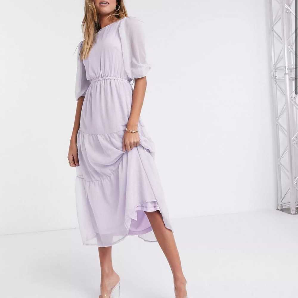 Backless tiered maxi dress in lilac - image 2
