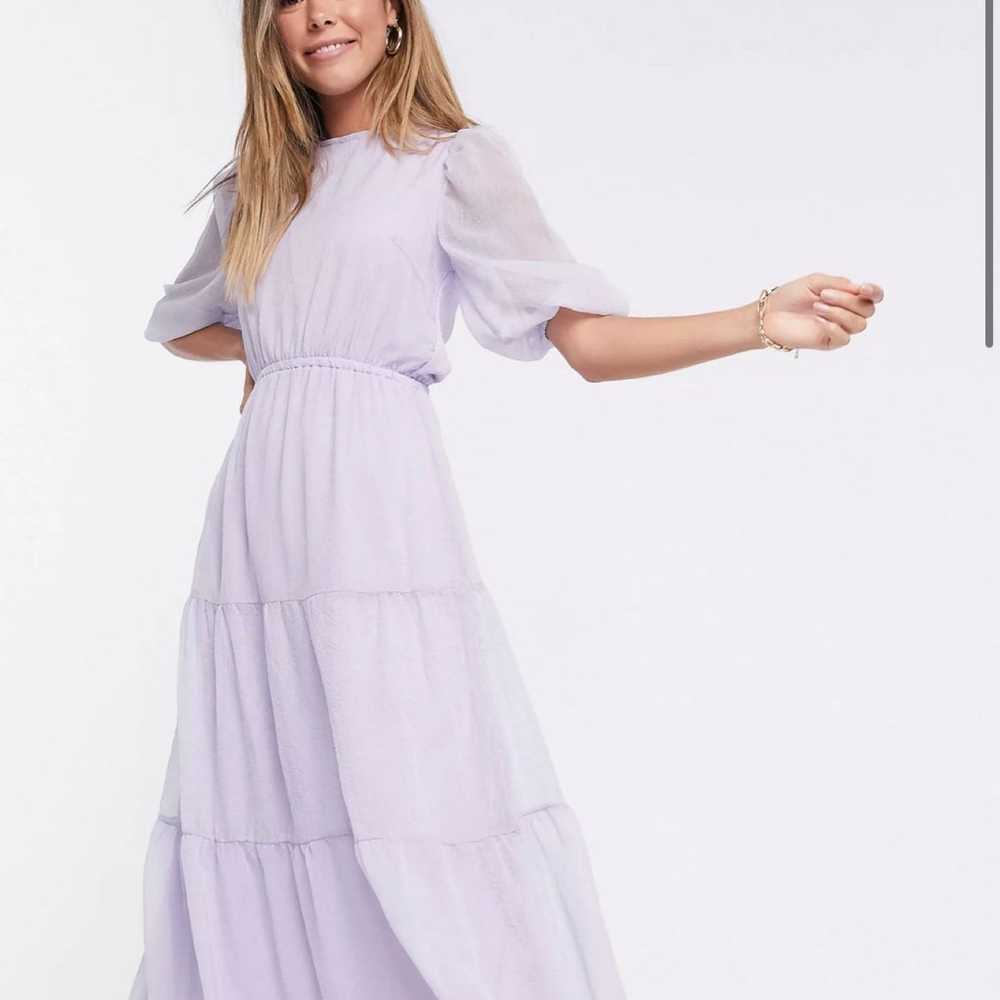 Backless tiered maxi dress in lilac - image 4