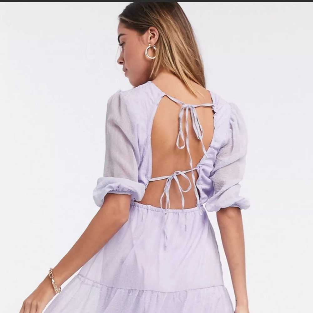 Backless tiered maxi dress in lilac - image 5