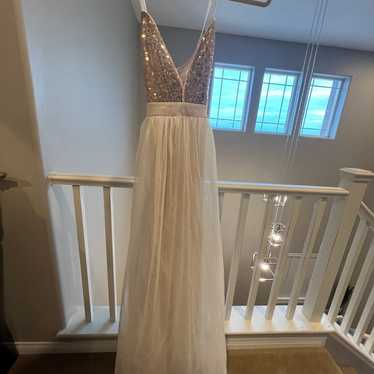 NWOT Ivory Tulle - Gold Sequin Maxi Dress - Small - image 1