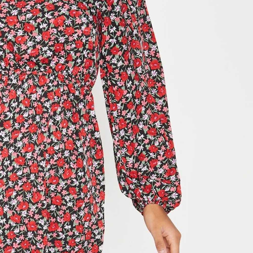 PrettyLittleThing Red Floral Dress Sz 0 - image 6
