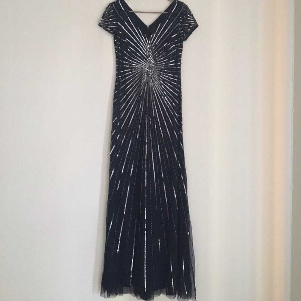 Adrianna Papell Navy Sequin Dress Sz 2 - image 5