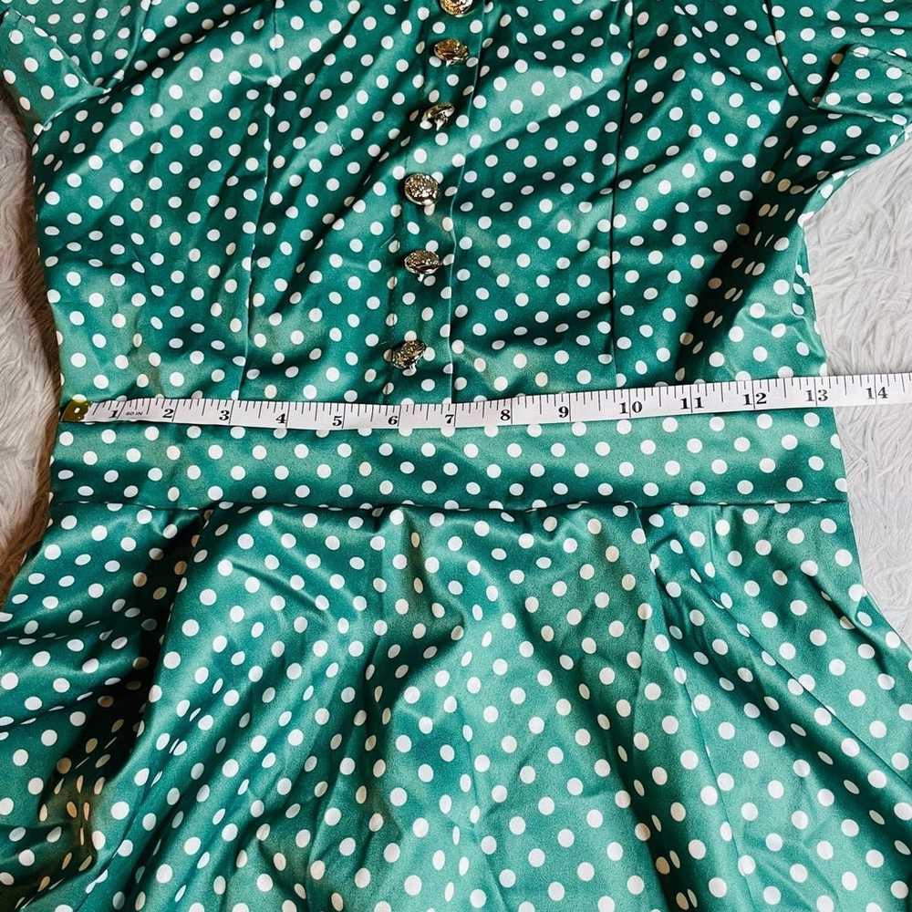 1950’s Apple Green Polka Dot Dress - image 2
