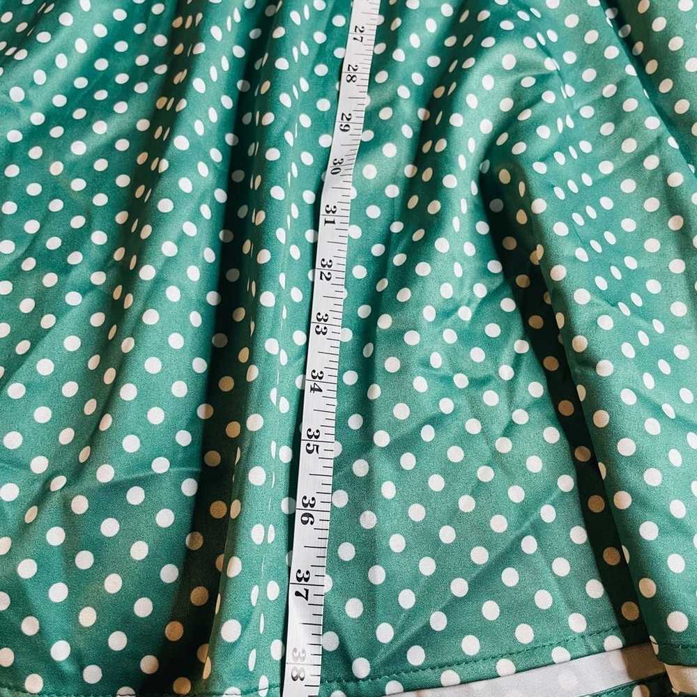 1950’s Apple Green Polka Dot Dress - image 5