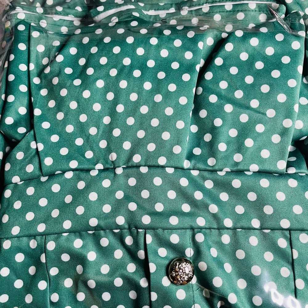 1950’s Apple Green Polka Dot Dress - image 9