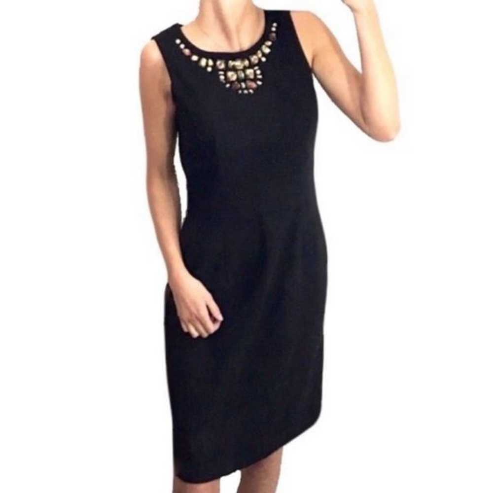 BANANA REPUBLIC Jeweled Wool Sheath Dress Black s… - image 1