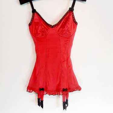 34C or 34D Victoria's Secret Red Lace Bombshell Bra + Garter Slip 4 pc Set  NWT