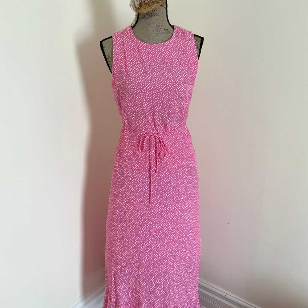 Pink Polkadot Faux Two Piece Maxi Dress - image 1