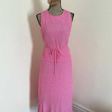 Pink Polkadot Faux Two Piece Maxi Dress - image 1