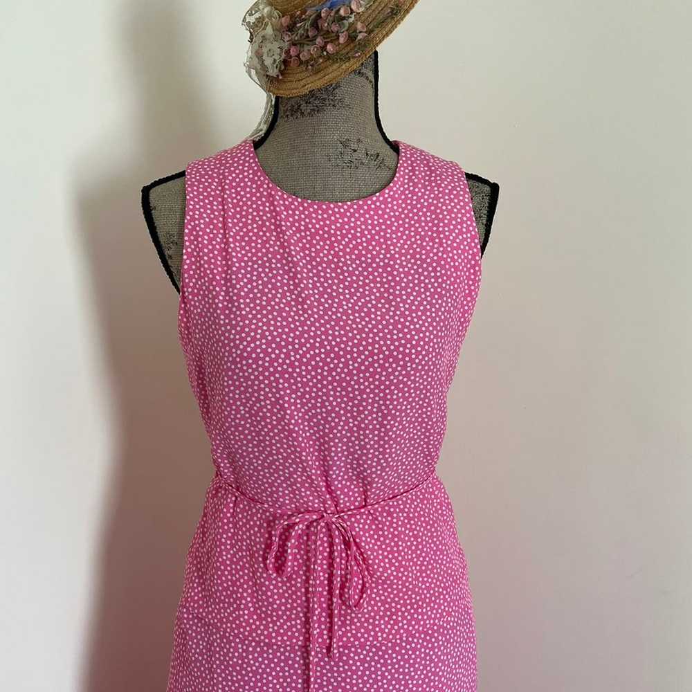 Pink Polkadot Faux Two Piece Maxi Dress - image 2