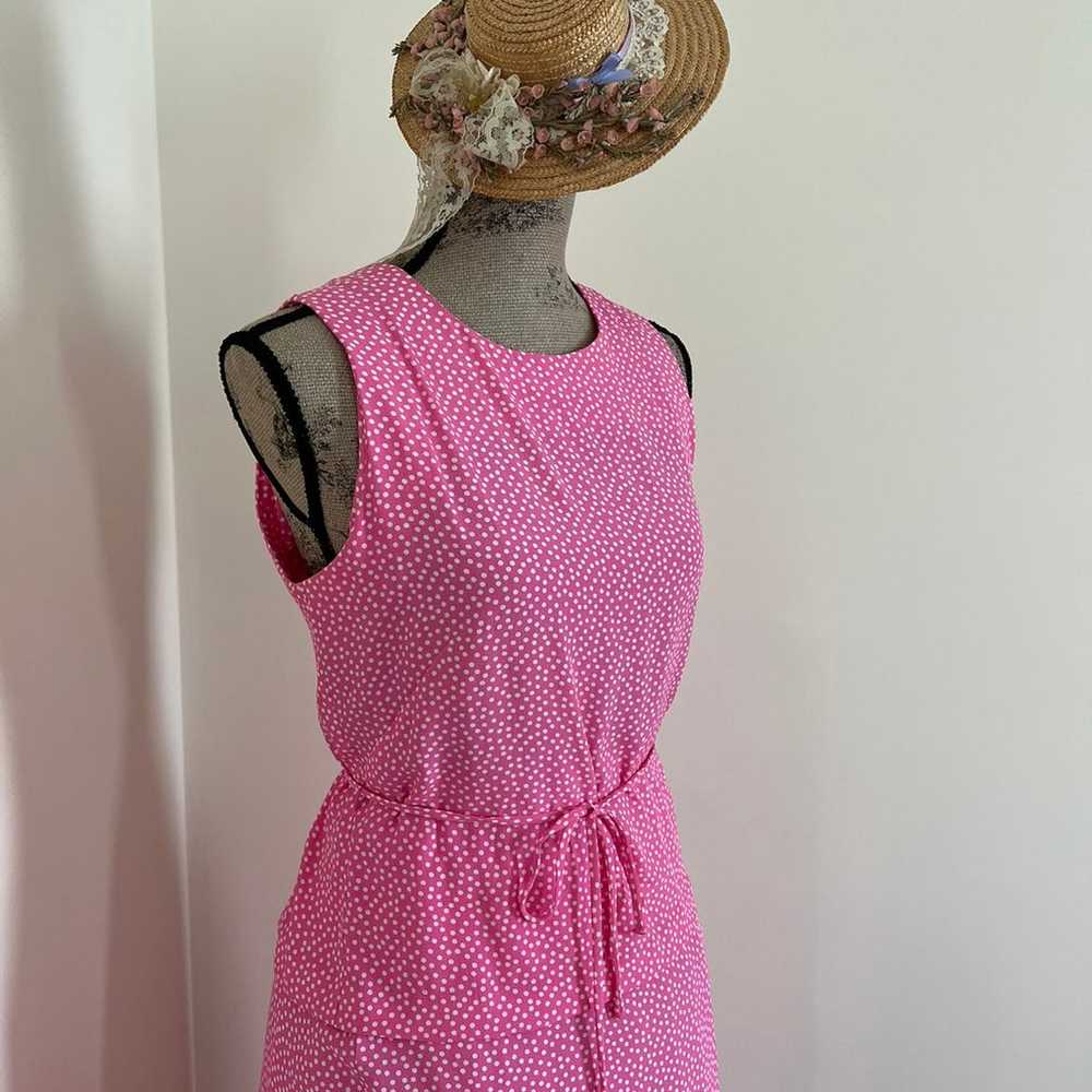 Pink Polkadot Faux Two Piece Maxi Dress - image 3