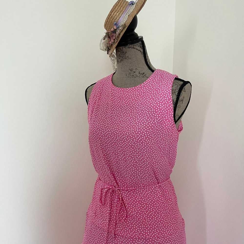 Pink Polkadot Faux Two Piece Maxi Dress - image 4