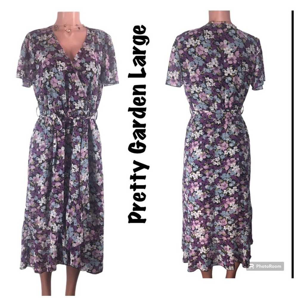 PRETTY GARDEN Women's Dress L Casual Boho Floral … - image 2