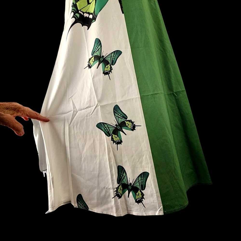 Misslook Green Butterfly Shift Dress Colorblock V… - image 2