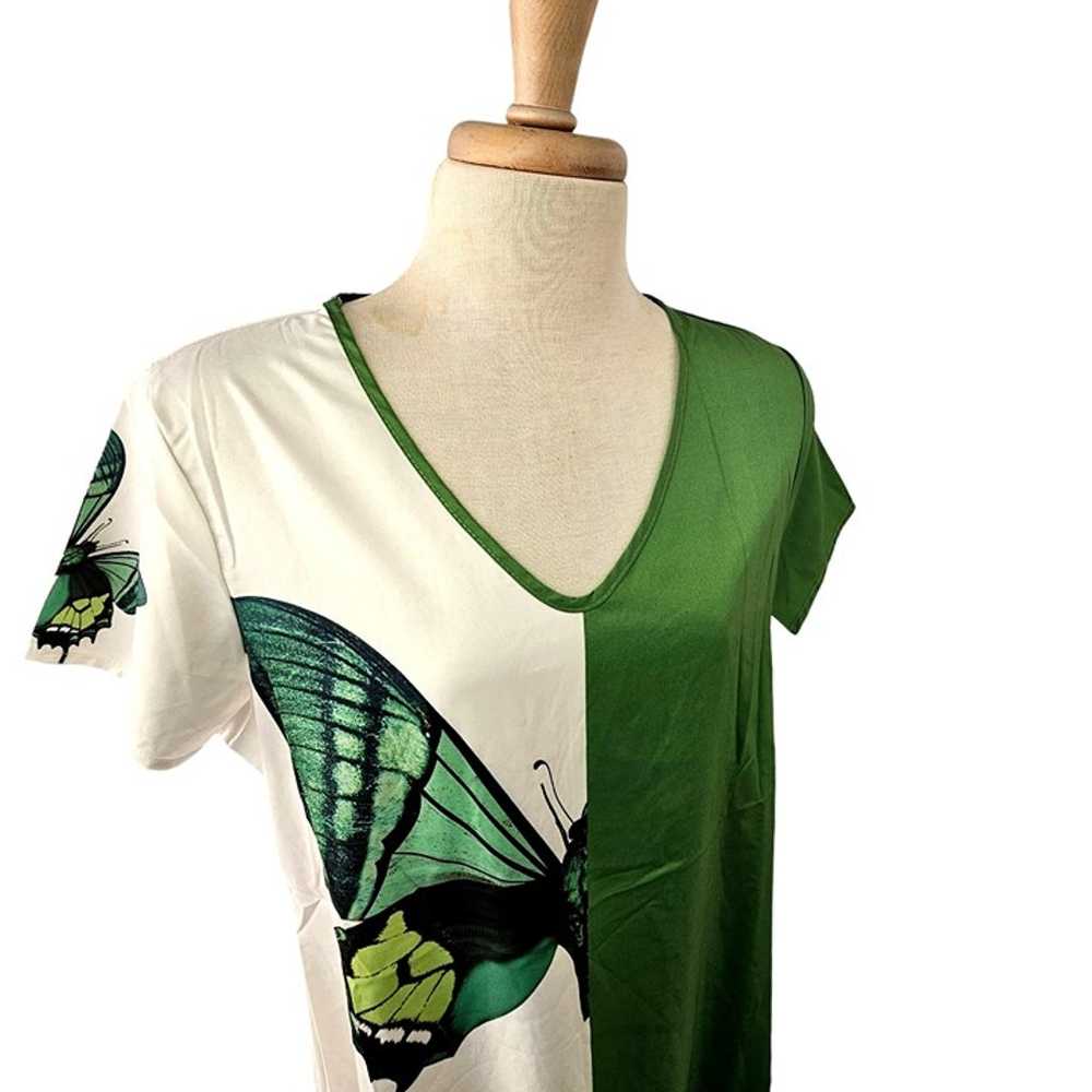 Misslook Green Butterfly Shift Dress Colorblock V… - image 3