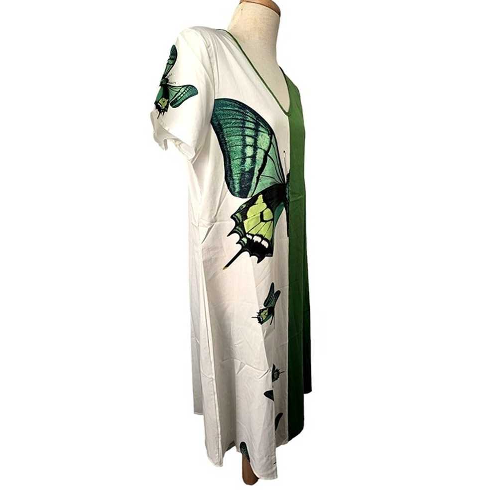Misslook Green Butterfly Shift Dress Colorblock V… - image 4