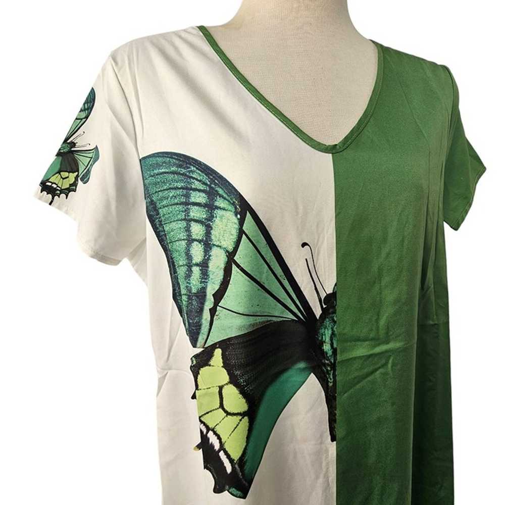 Misslook Green Butterfly Shift Dress Colorblock V… - image 6