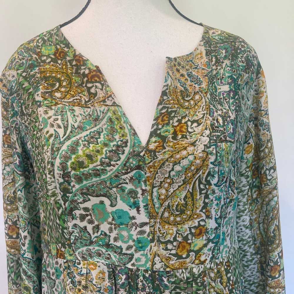 Anthropologie Floreat Amelie  Green Boho Dress - image 2