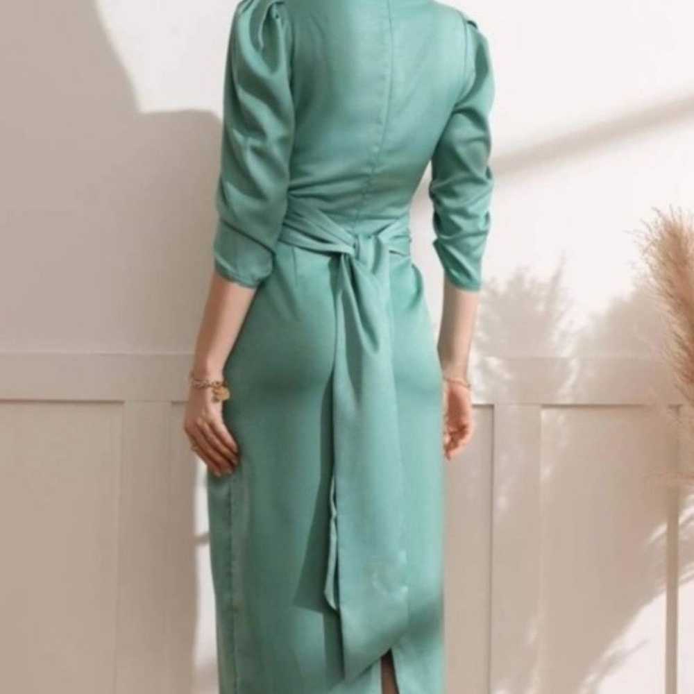 NWOT Aqua Green Half-Sleeve Ankle Length Dress - image 2