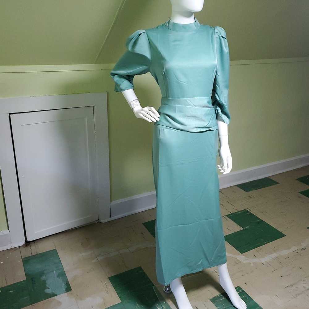 NWOT Aqua Green Half-Sleeve Ankle Length Dress - image 3