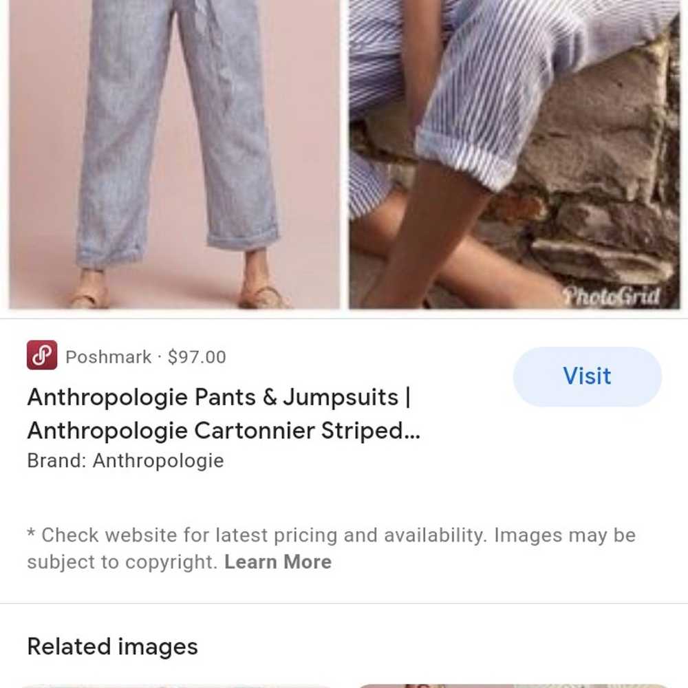 Anthropologie cartonnier striped zip up jumpsuits… - image 2