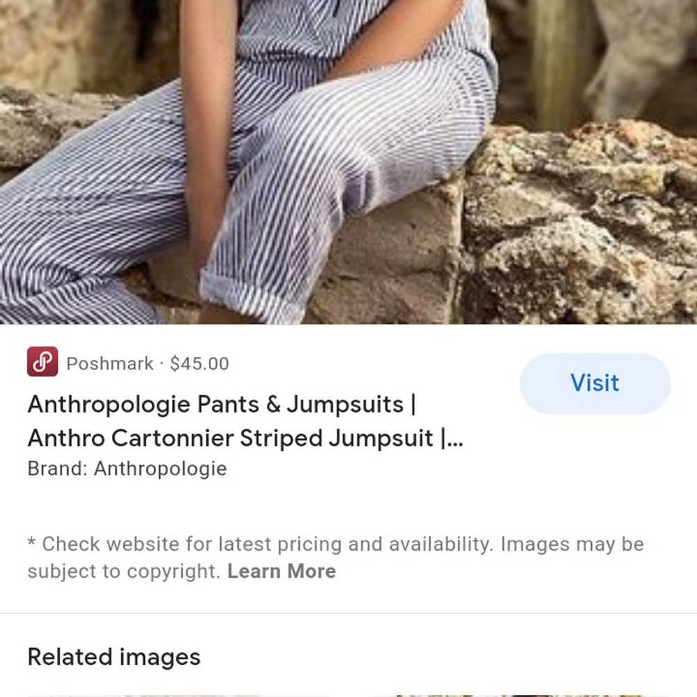 Anthropologie cartonnier striped zip up jumpsuits… - image 3