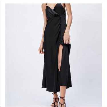 Zara trendy buttoned slip dress with slit (satin) - image 1