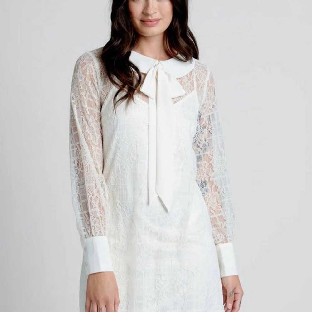 ModCloth Honeymoon Maven Shift White Lace Dress S… - image 2