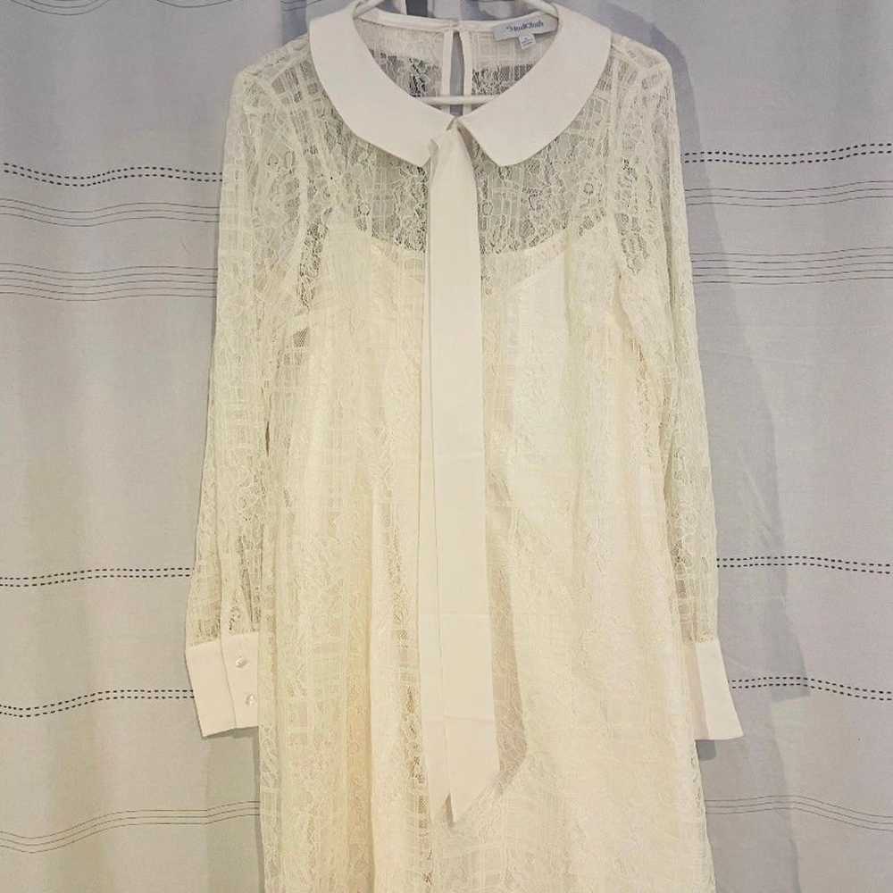 ModCloth Honeymoon Maven Shift White Lace Dress S… - image 3