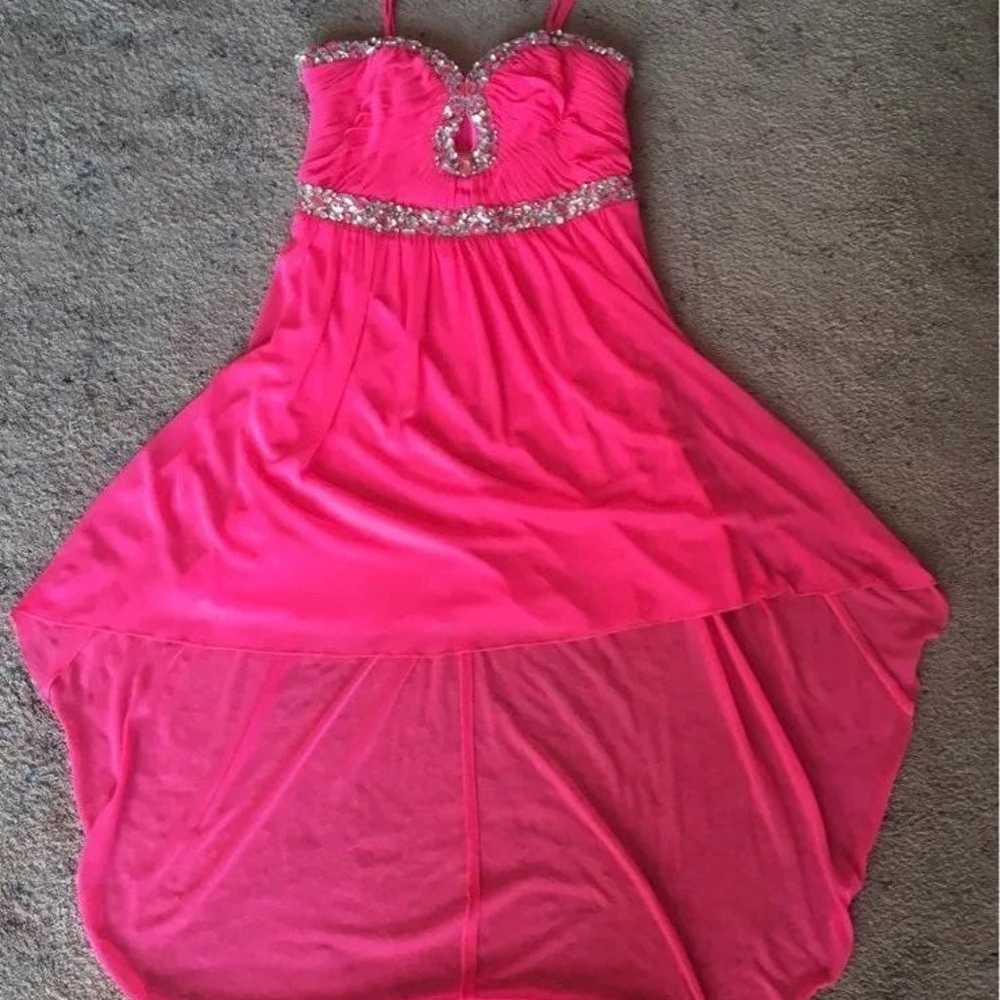 Deb Pink High Low Prom Dress Size 11 - image 1