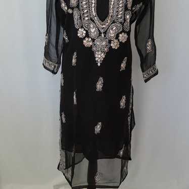 Chikankari black Georgette kurta - image 1