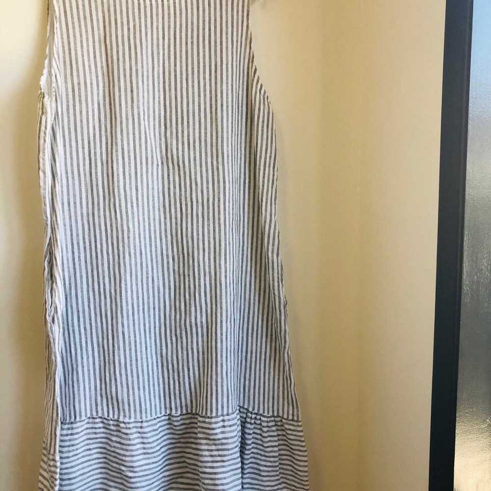 100 % Linen Sleeveless dress. Color white with gr… - image 5