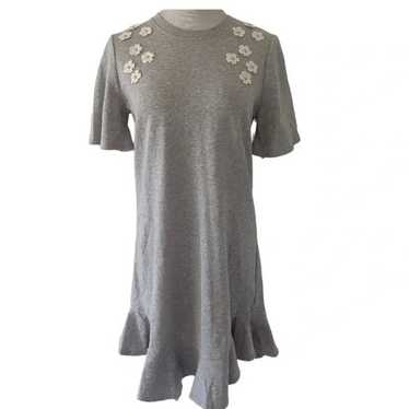 EUC CeCe Gray Floral Applique T-Shirt Dress - Sz … - image 1