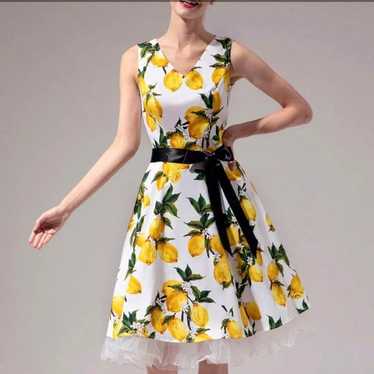 Gardenwed Lemon Fruit Tea Fit & Flare Party Dress - image 1