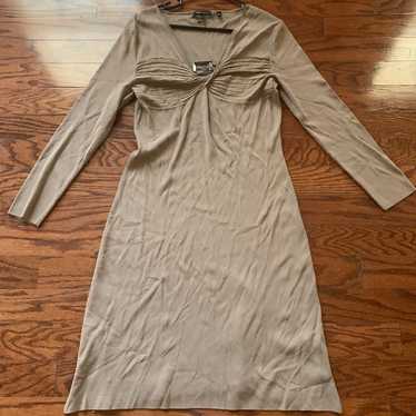 Bcbgmaxazria Sweat Brown V Neck Dress Size XL - image 1