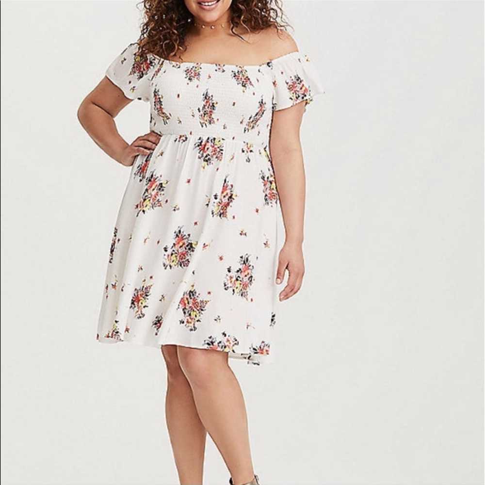 Torrid Floral Smocked Off the Shoulder Mini Dress… - image 2