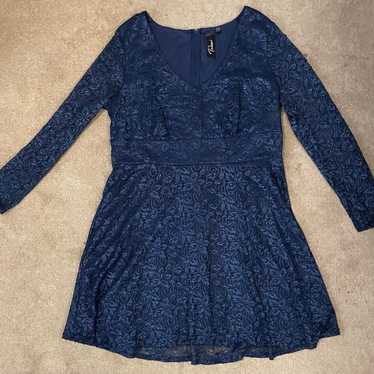 Trixxi Navy Blue Long Sleeve Sparkle Blue Dress 20