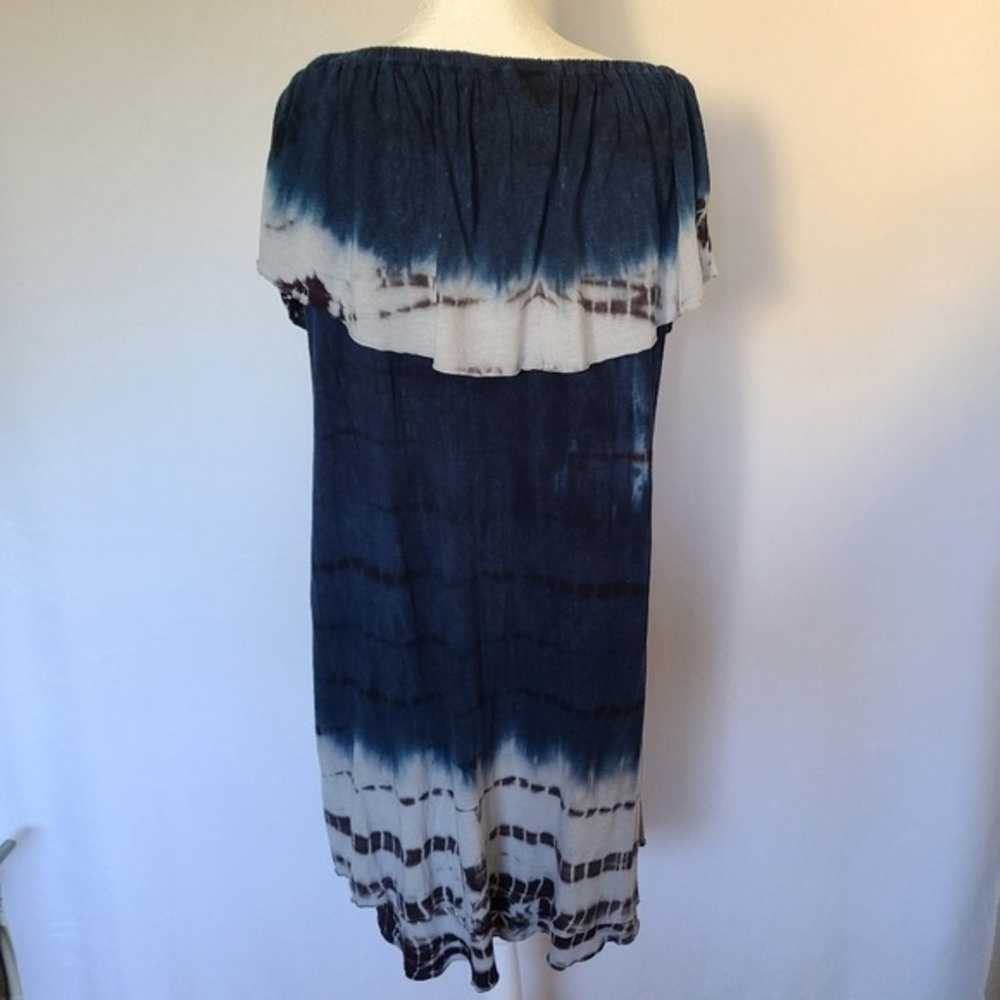 Nanette Lepore Blue Tie-Dyed Off the Shoulder Lin… - image 2