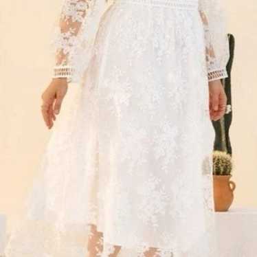 lace mock neck white dress 2x vintage like - image 1