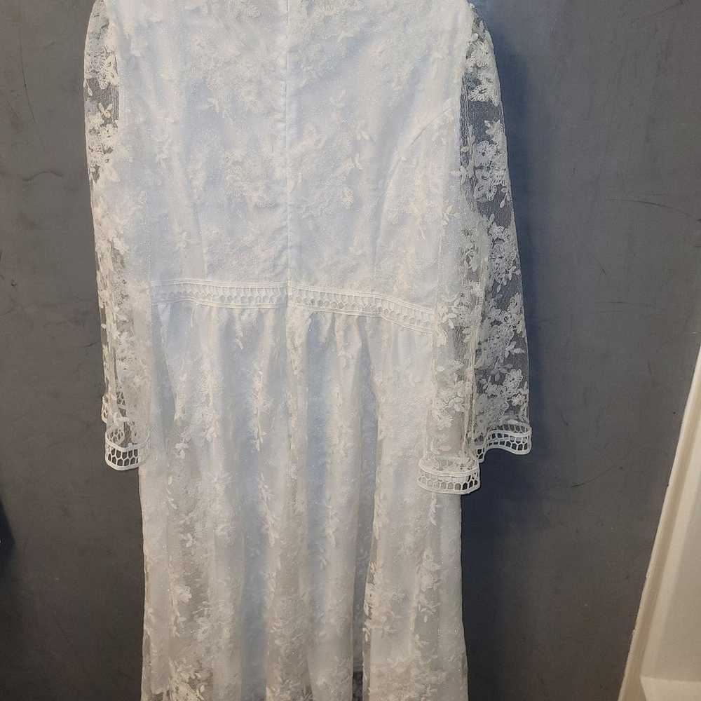 lace mock neck white dress 2x vintage like - image 2