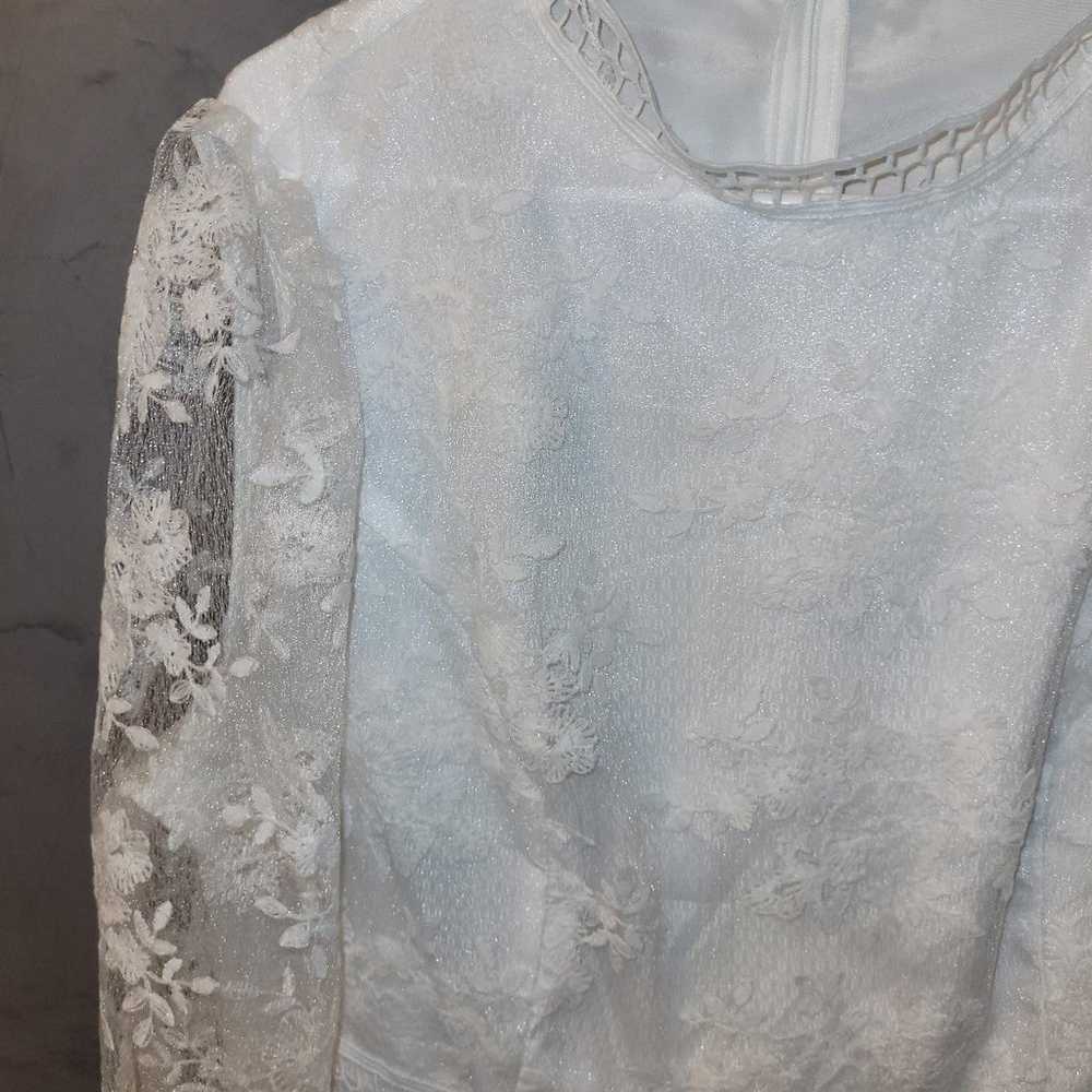 lace mock neck white dress 2x vintage like - image 4