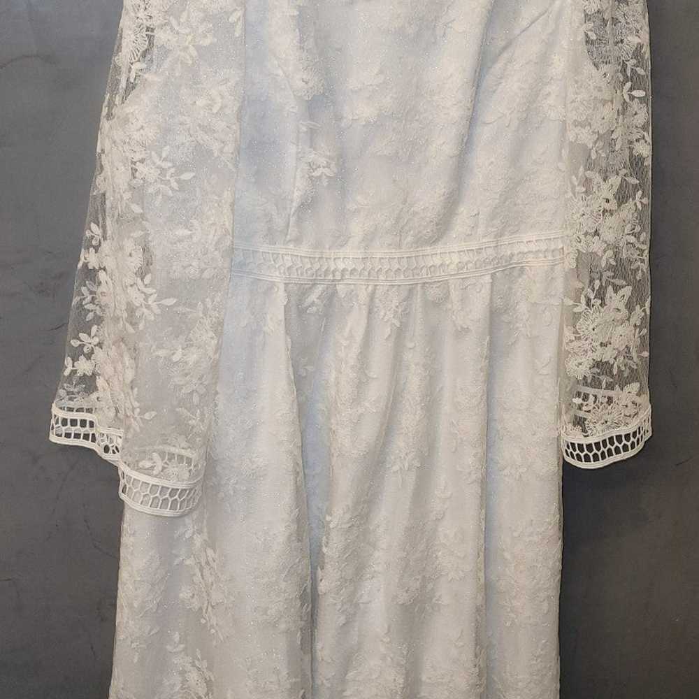 lace mock neck white dress 2x vintage like - image 5
