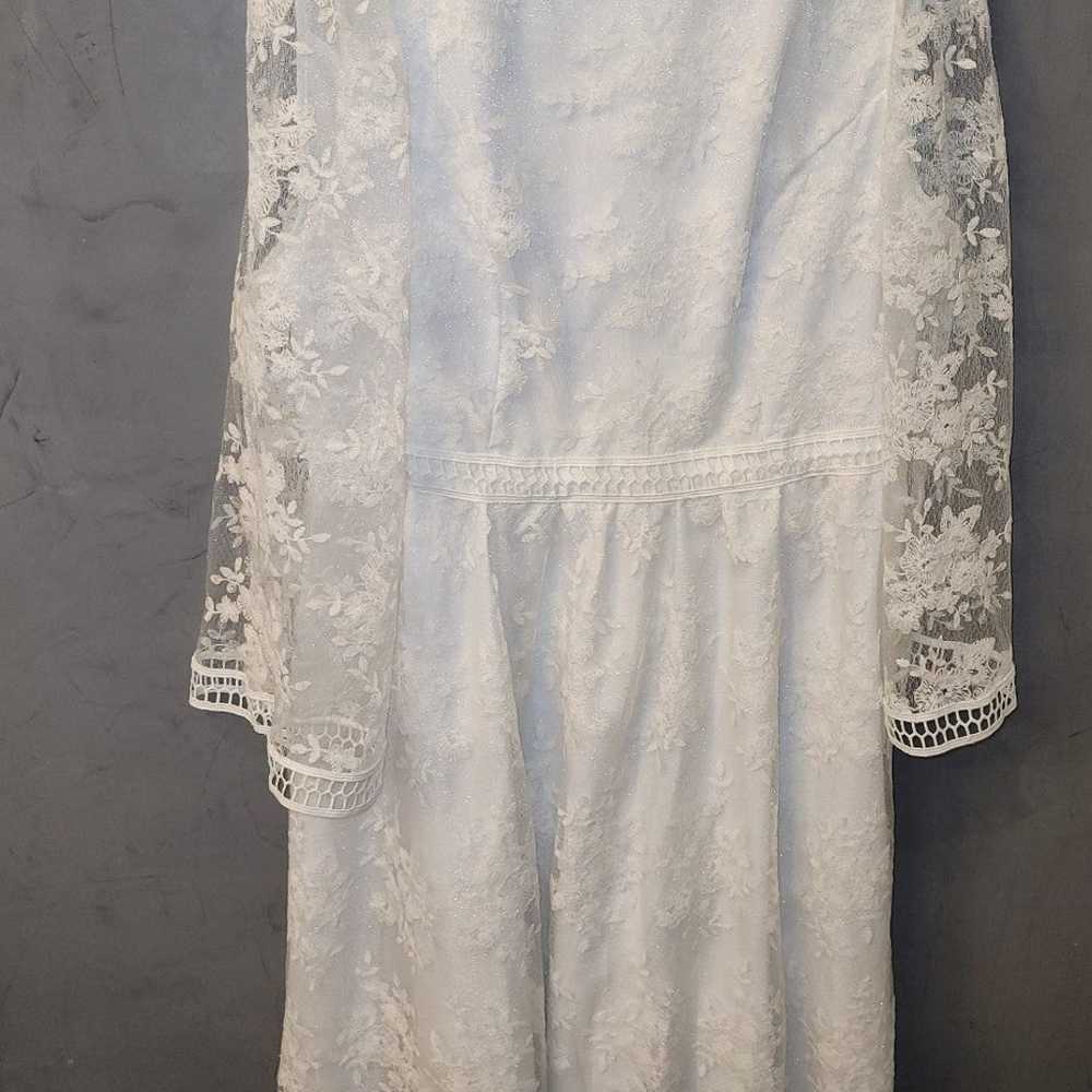 lace mock neck white dress 2x vintage like - image 6