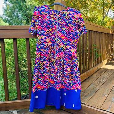 Lularoe Amelia Dress Blue & Orange 2XL EUC