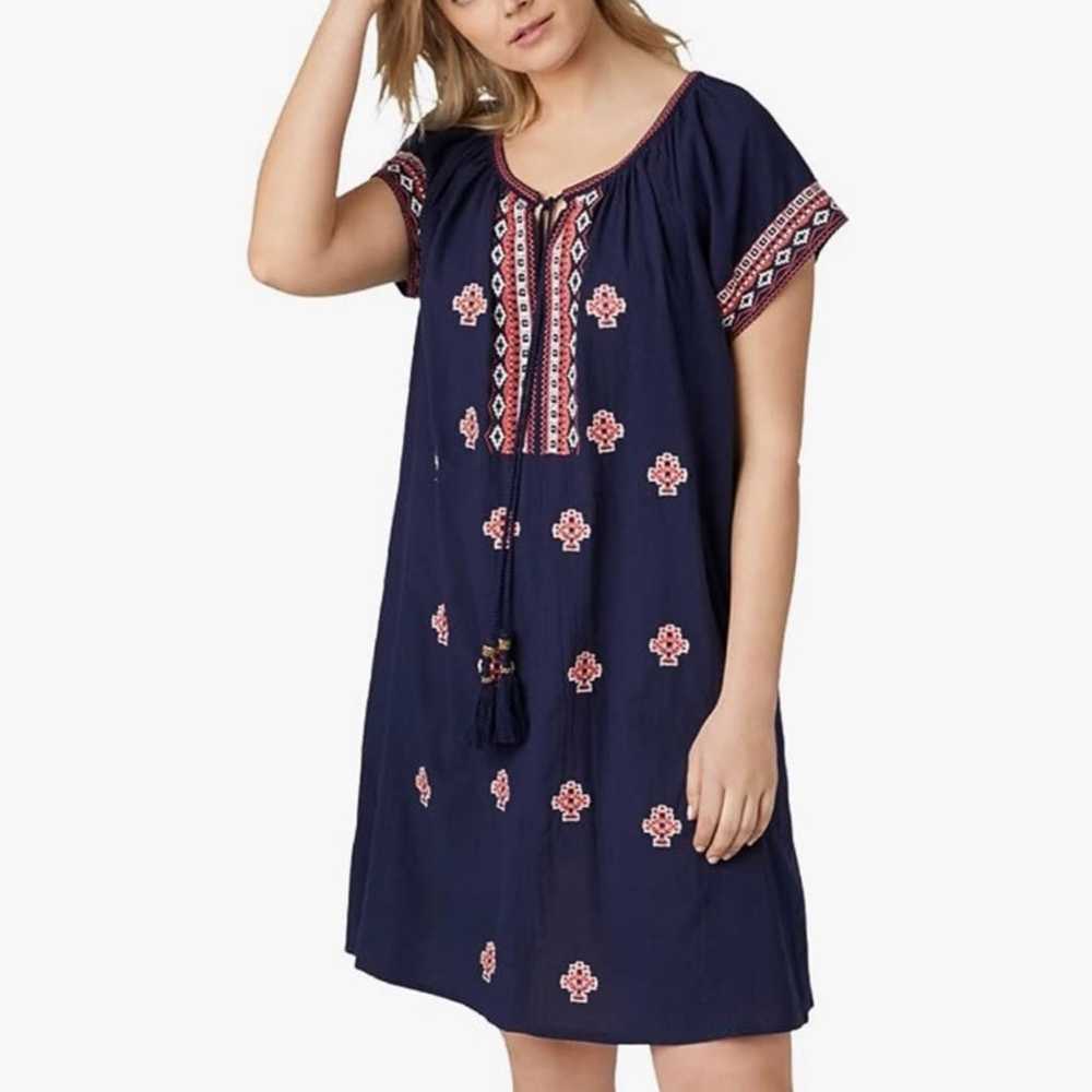 Ellos Playa Embroidered Shift Dress in Navy SZ 26… - image 1
