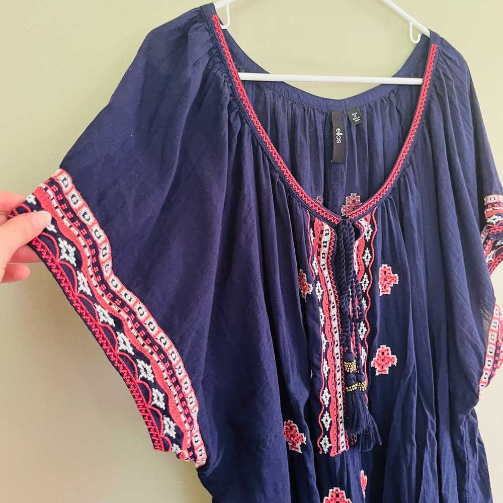 Ellos Playa Embroidered Shift Dress in Navy SZ 26… - image 5