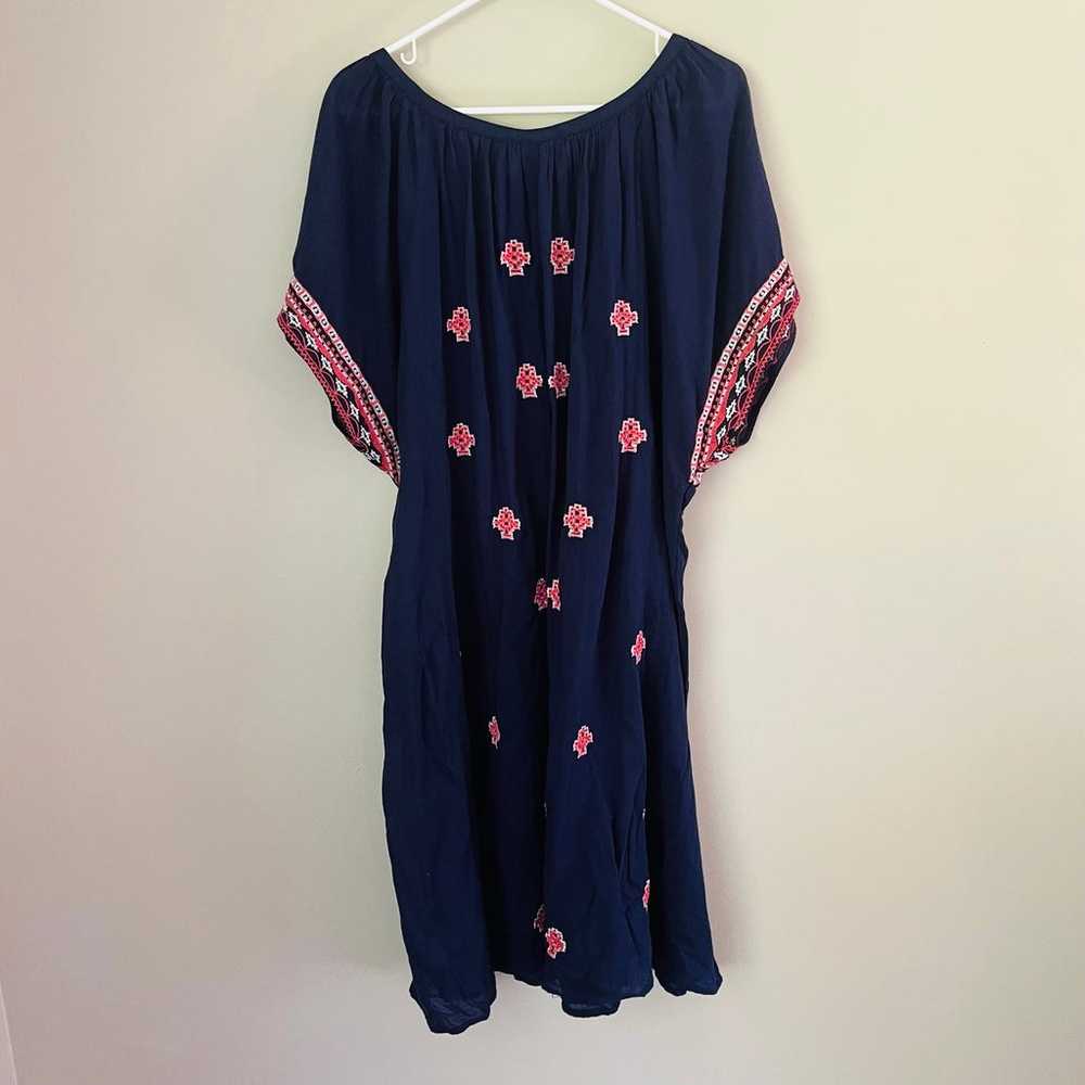 Ellos Playa Embroidered Shift Dress in Navy SZ 26… - image 8