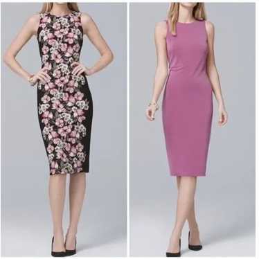 WHBM Reversible Floral Sheath Dress Womens XS Bla… - image 1