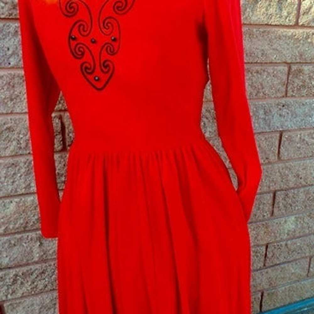 1980s Expo Petite Red Beaded Dress - image 2