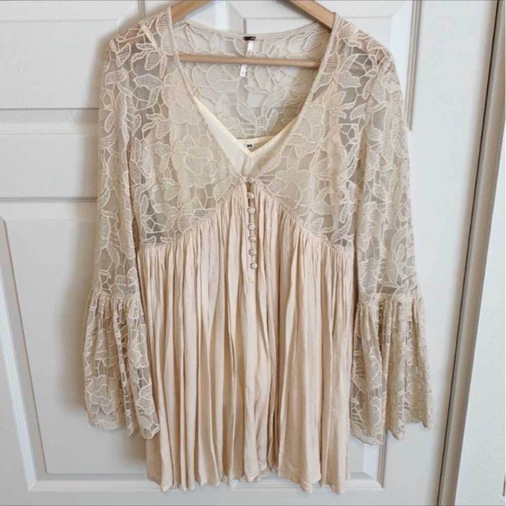 Free People With Love From India Ivory Cream Bell… - image 3